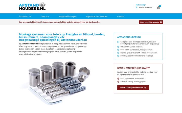 Screenshot ta' afstandhouders.nl