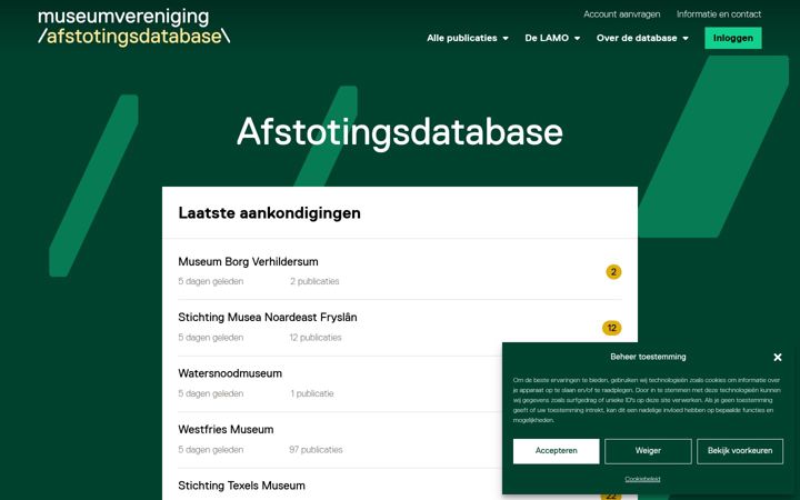 Screenshot of afstotingsdatabase.nl