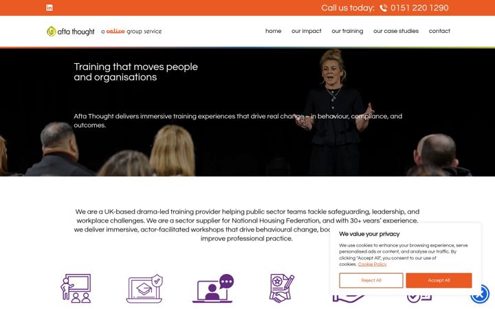 Screenshot van aftathought.co.uk