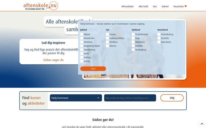 Screenshot of aftenskole.nu