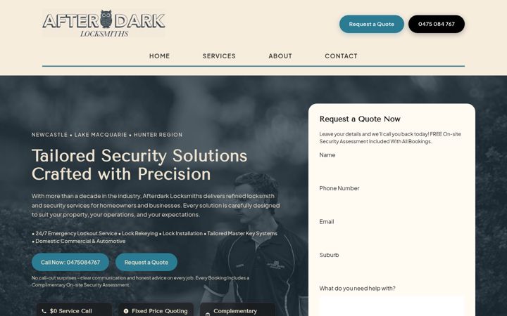 Zrzut ekranu afterdarklocksmiths.com.au