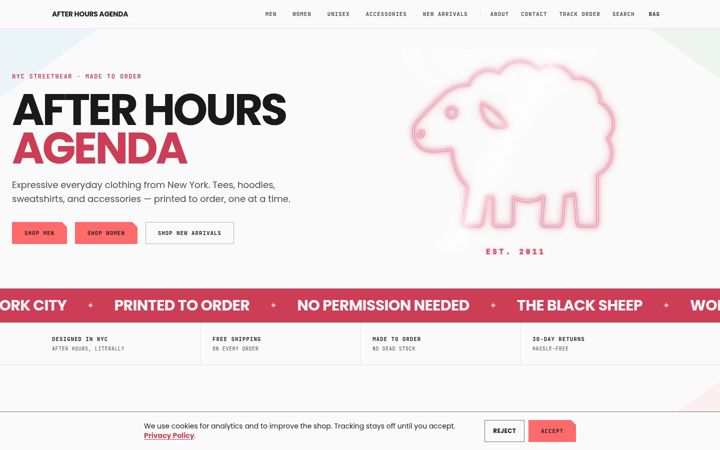 Screenshot of afterhoursagenda.com