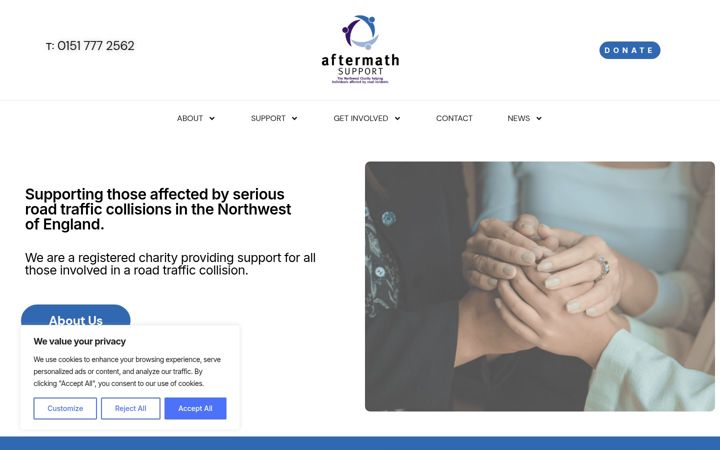 Screenshot of aftermathsupport.org.uk