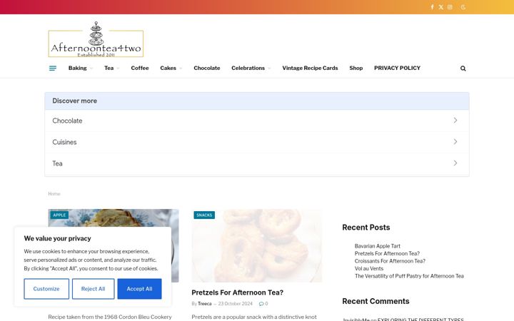 Screenshot of afternoontea4two.com