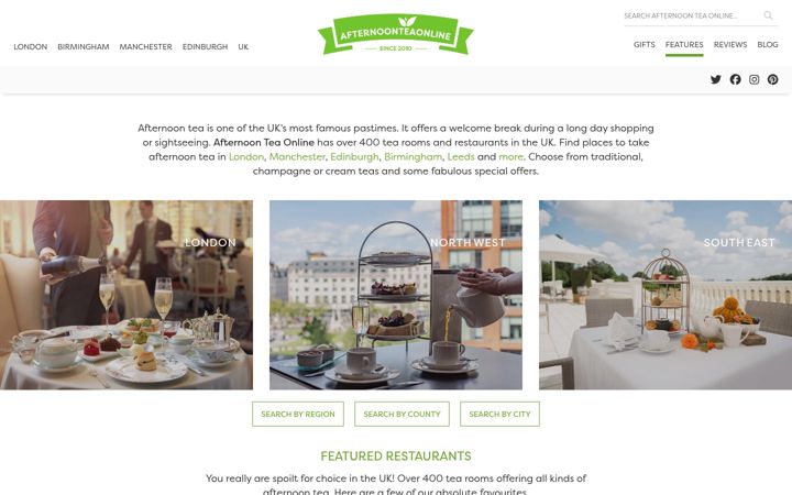 Ekrānuzņēmums no afternoonteaonline.co.uk