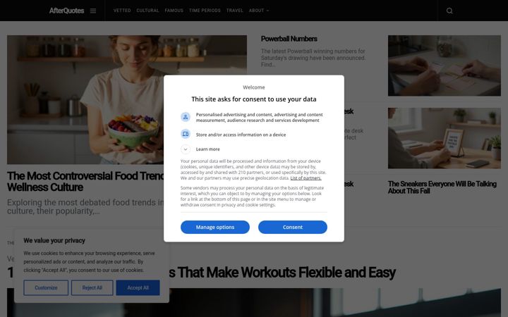 Screenshot of afterquotes.com