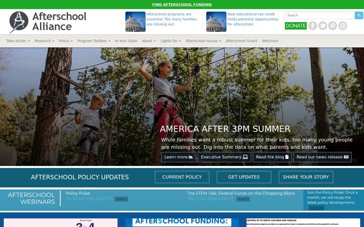 Screenshot of afterschoolalliance.org