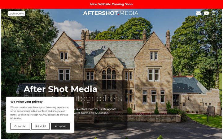 Screenshot of aftershotmedia.com