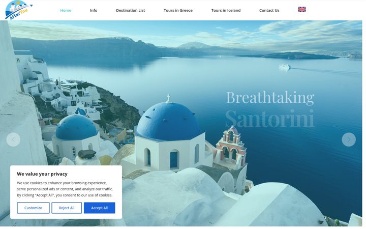 Screenshot of afteryoutours.com