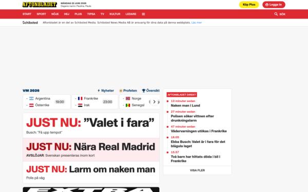 Screenshot of aftonbladet.se
