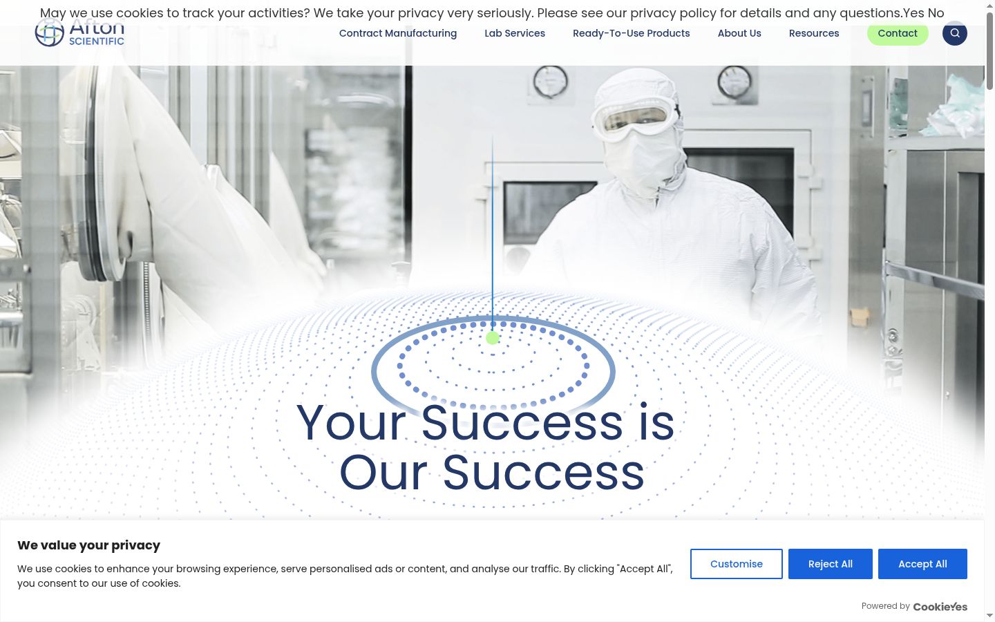 Screenshot of the consent banner shown before any interaction