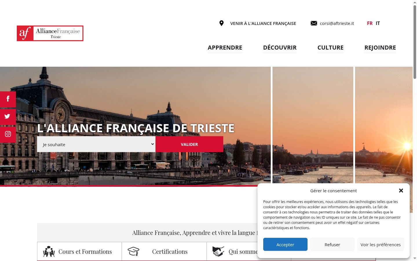 Screenshot of the consent banner shown before any interaction