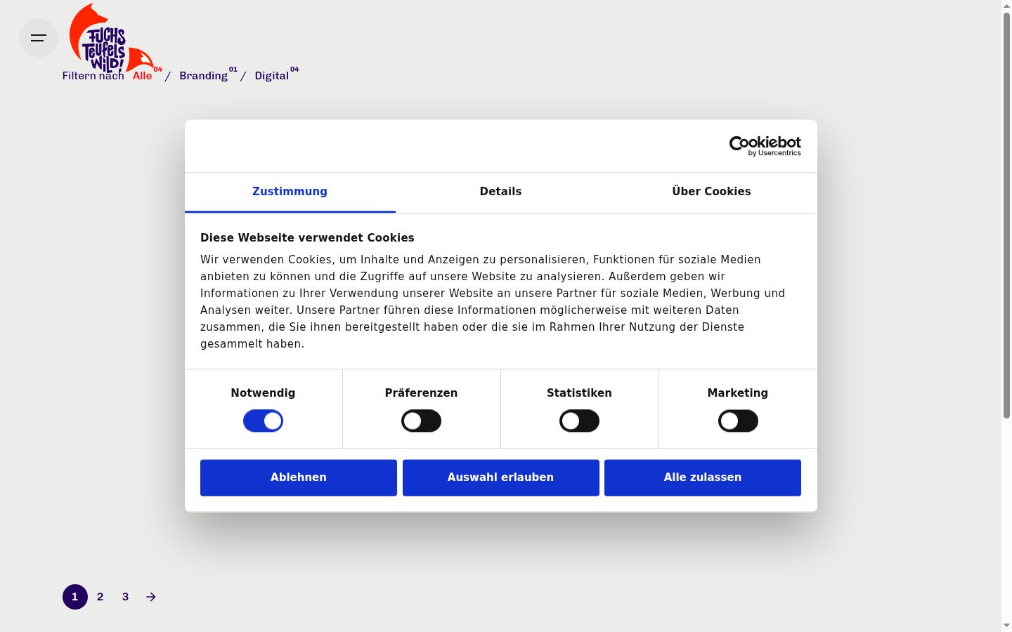 Screenshot of the consent banner shown before any interaction