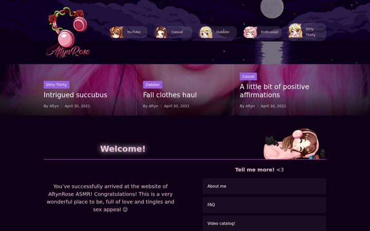 Screenshot of aftynroseasmr.com