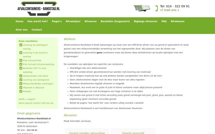 Ekraanipilt saidist afvalcontainers-randstad.nl
