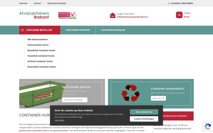 Ekraanipilt saidist afvalcontainersbrabant.nl