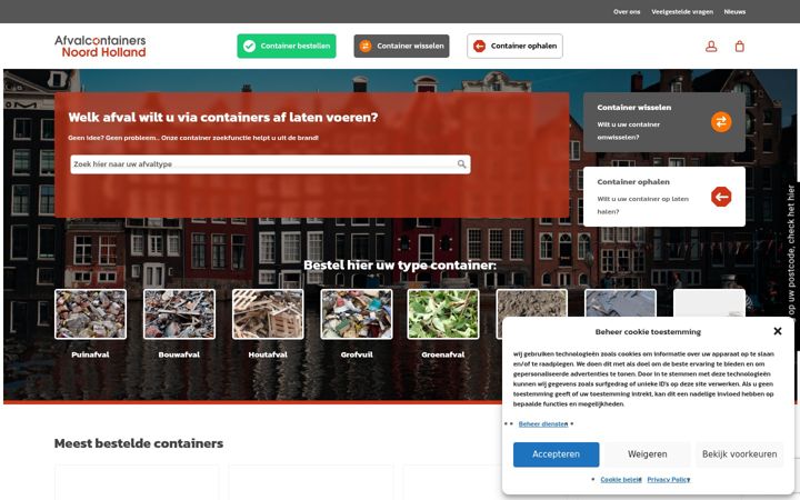 Ekraanipilt saidist afvalcontainersnoordholland.nl