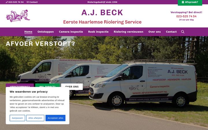 Screenshot of afvoerverstopt.nl