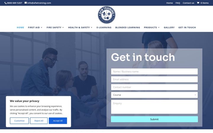 Екранна снимка на afwtraining.com