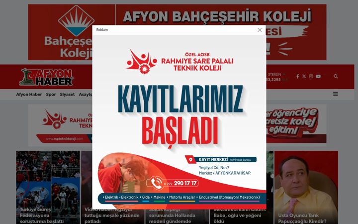 Ekraanipilt saidist afyonhaber.com