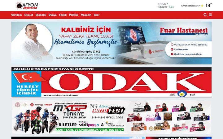 Screenshot of afyonilkhaber.com.tr