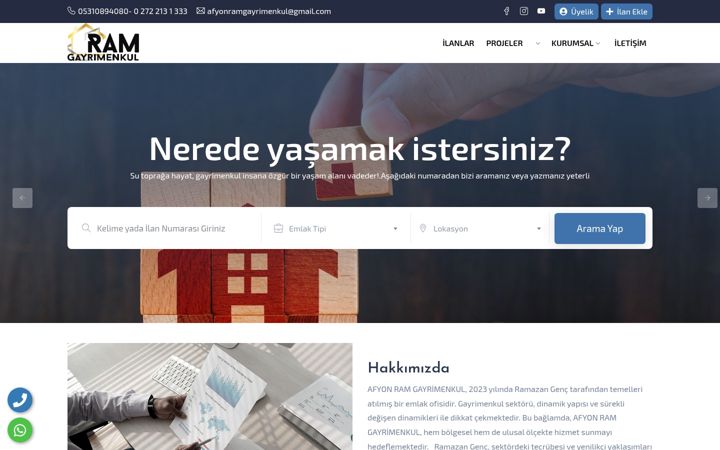 Screenshot of afyonramgayrimenkul.com.tr