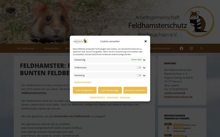 Screenshot of ag-feldhamsterschutz-niedersachsen.de