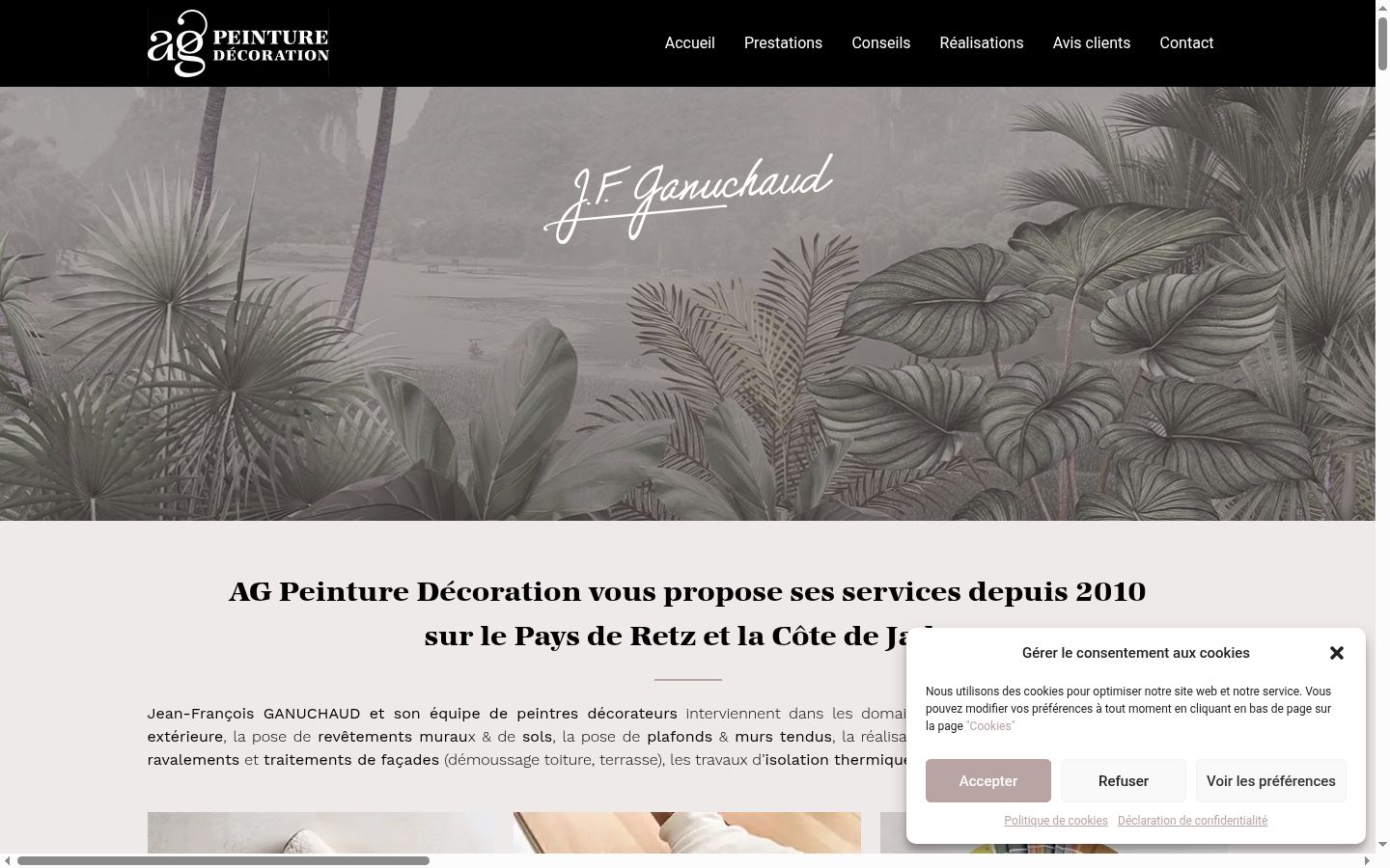 Captura de ecrã do banner de consentimento apresentado antes de qualquer interação
