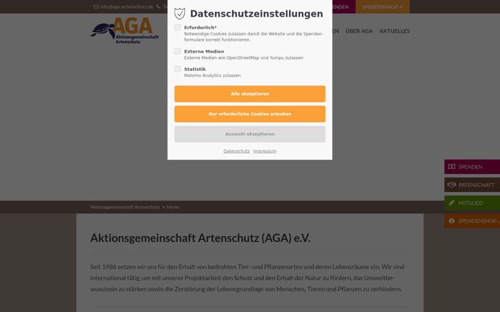 Screenshot of aga-artenschutz.de