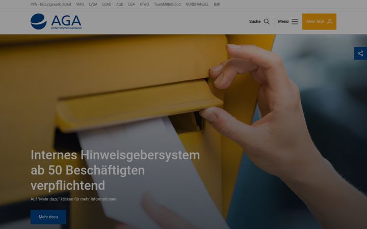 Screenshot of aga.de