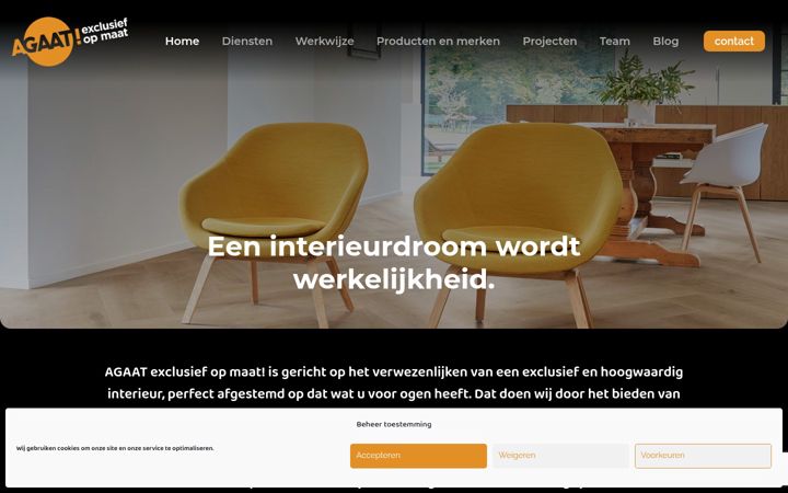 Screenshot of agaatexclusiefopmaat.nl