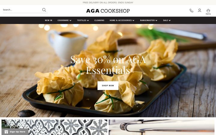 Skärmbild av agacookshop.co.uk