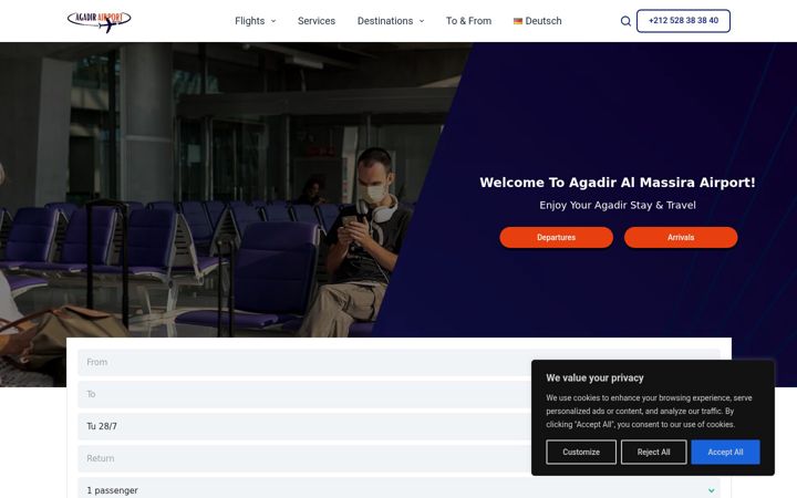 Screenshot of agadirairport.com