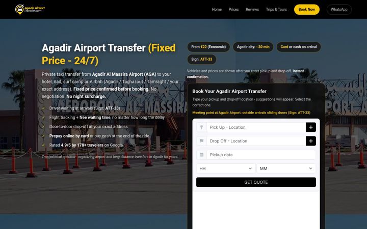 Screenshot of agadirairporttransfer.com