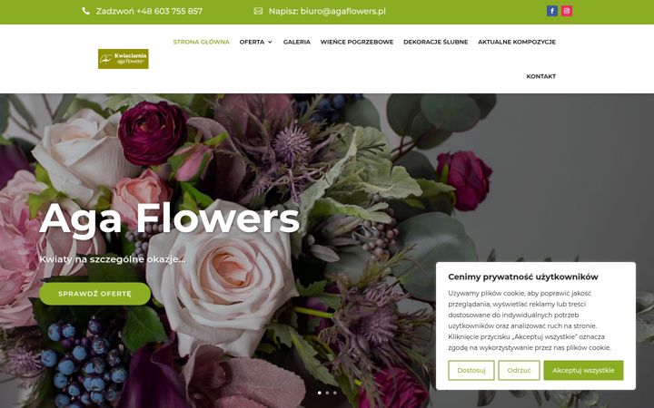 Snímek obrazovky agaflowers.pl