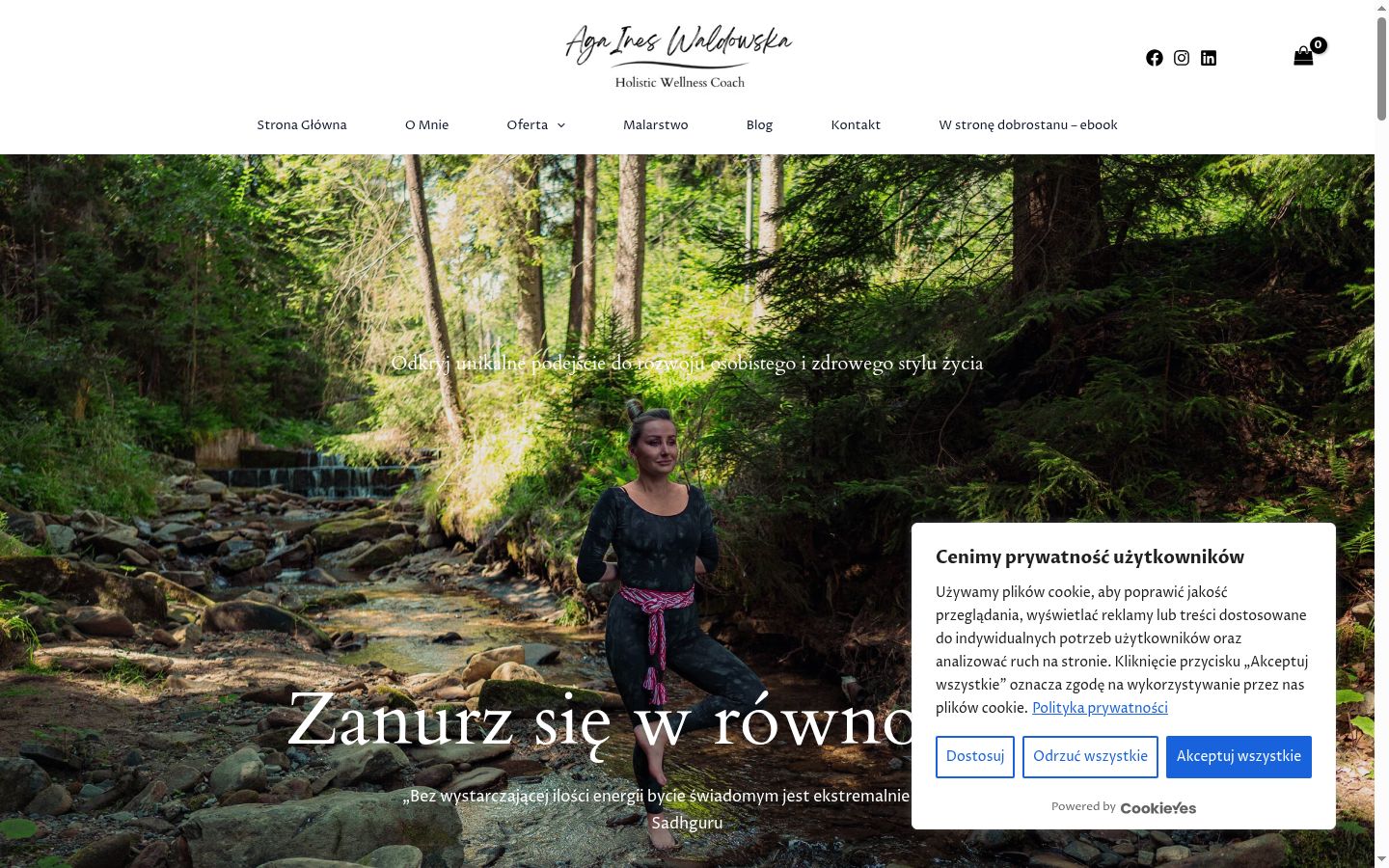 Zrzut ekranu banera zgody wyświetlanego przed jakąkolwiek interakcją
