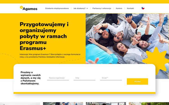 Kuvakaappaus sivustosta agamos-erasmus.pl