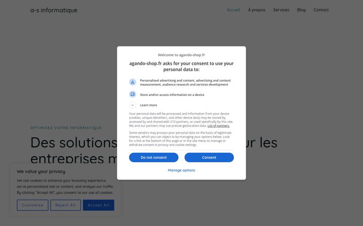 Screenshot di agando-shop.fr