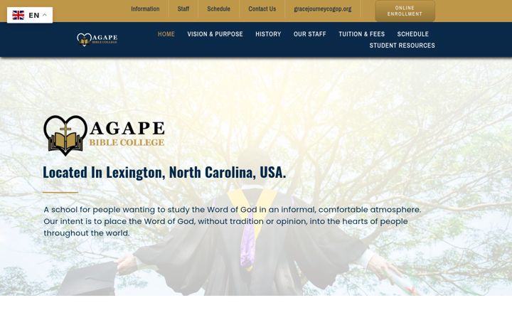 Zrzut ekranu agape-bible-college.org