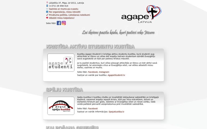 Screenshot of agape.lv