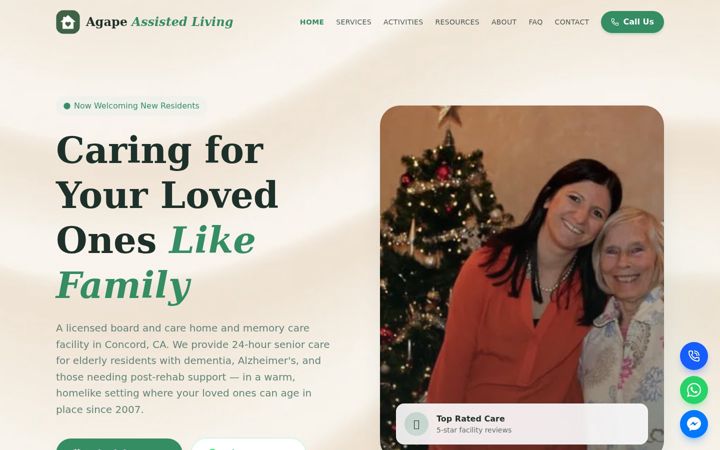 Screenshot of agapeassistedliving.com