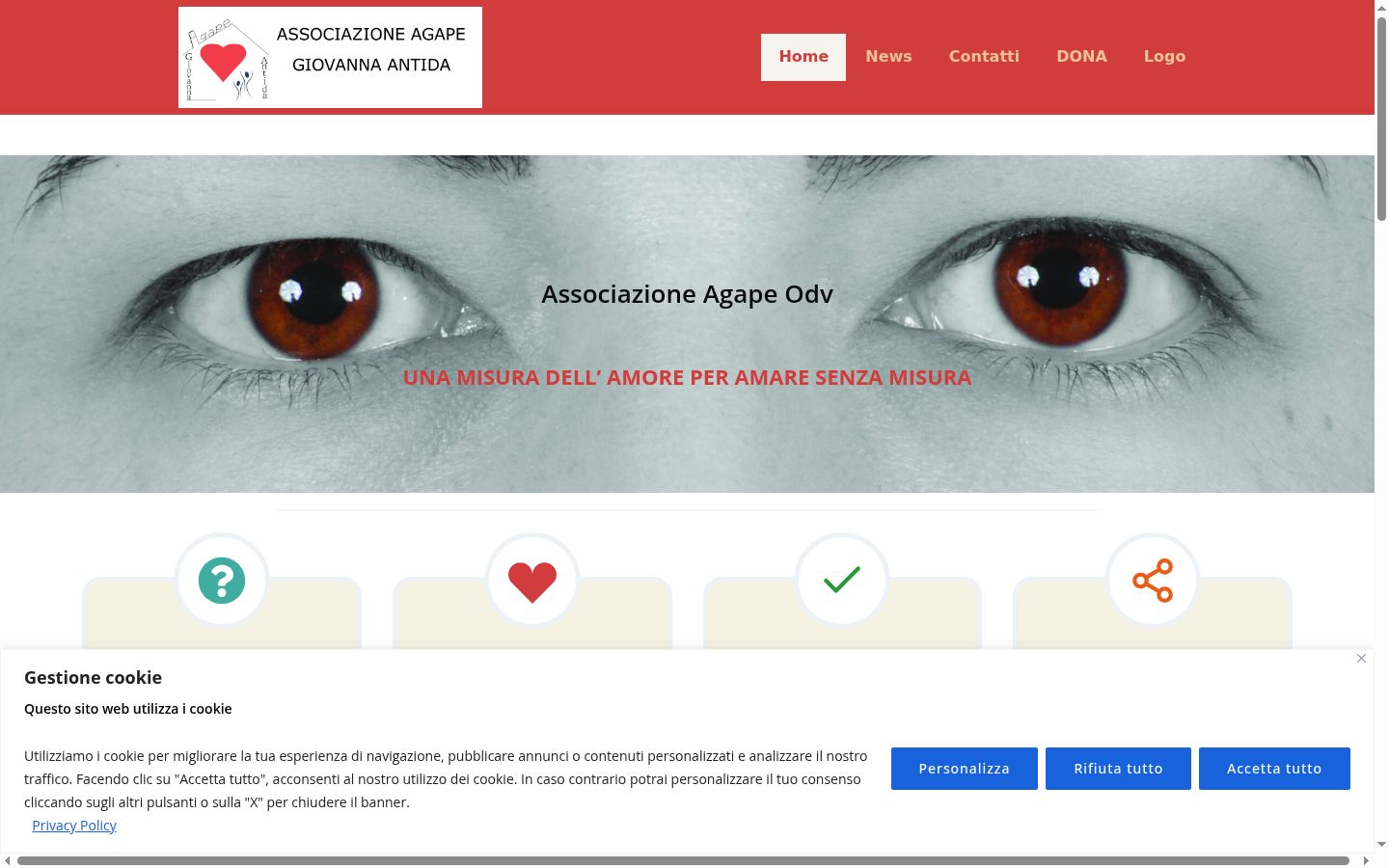 Screenshot del banner di consenso mostrato prima di qualsiasi interazione