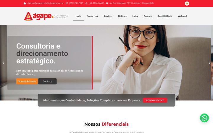 Captură de ecran a agapecontabilpirapora.com.br