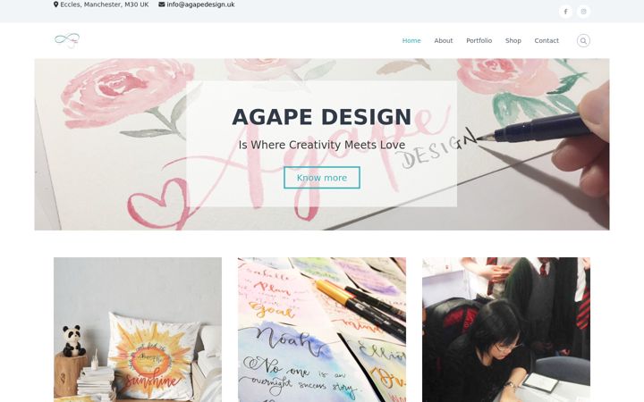 Screenshot van agapedesign.uk