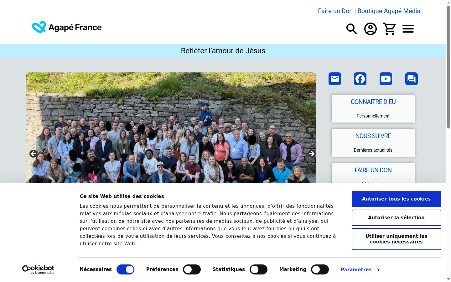 Capture d'écran de la bannière de consentement affichée avant toute interaction