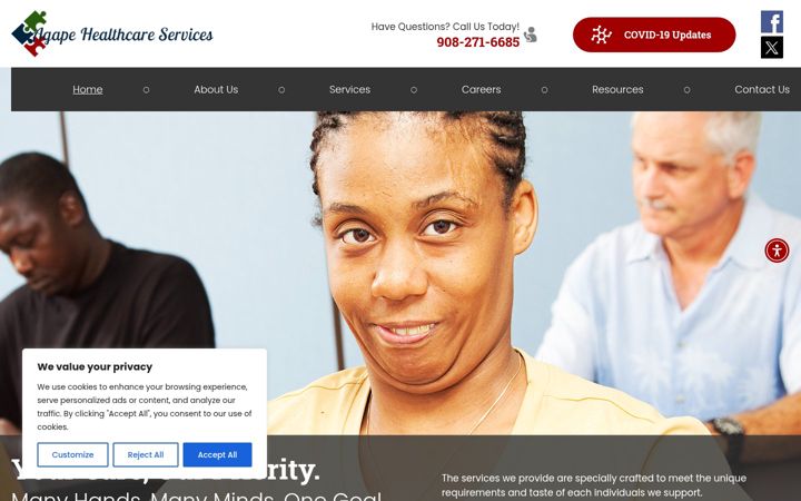 Screenshot of agapehealthcs.com