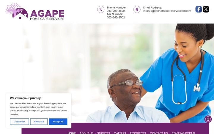 Screenshot of agapehomecareservicesllc.com