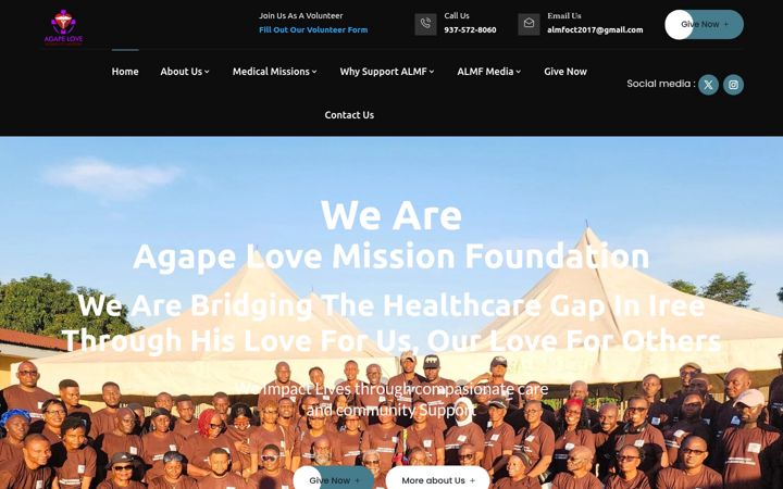 Kuvakaappaus sivustosta agapelovemissions.org