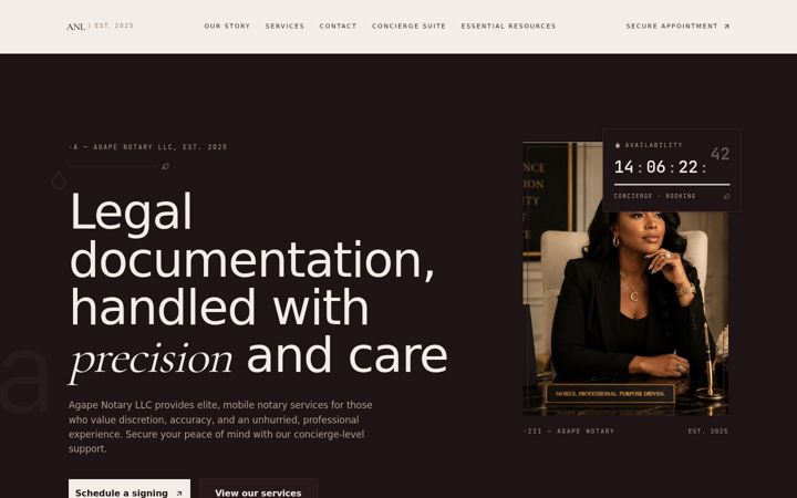 Screenshot of agapenotaryllc.com