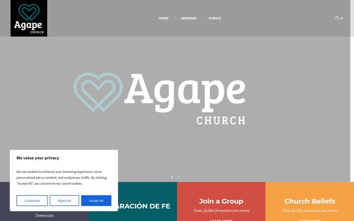 Screenshot of agapeobc.org